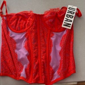 Urban Outfitters Red and Purple Lace Bustier